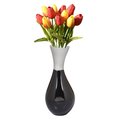 Uniquewise Aluminium-Casted Modern Decorative Flower Table Vase, Two Tone Black and Silver 9.75 Inch QI004134.L